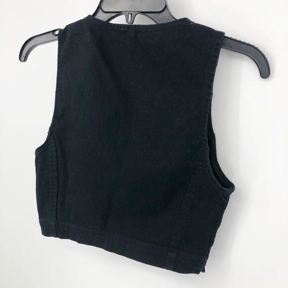 Aritzia Wilfred Womens Dauphine Crop Top 2 Black Stretch V-Neck Sleeveless Tank - Picture 6 of 9